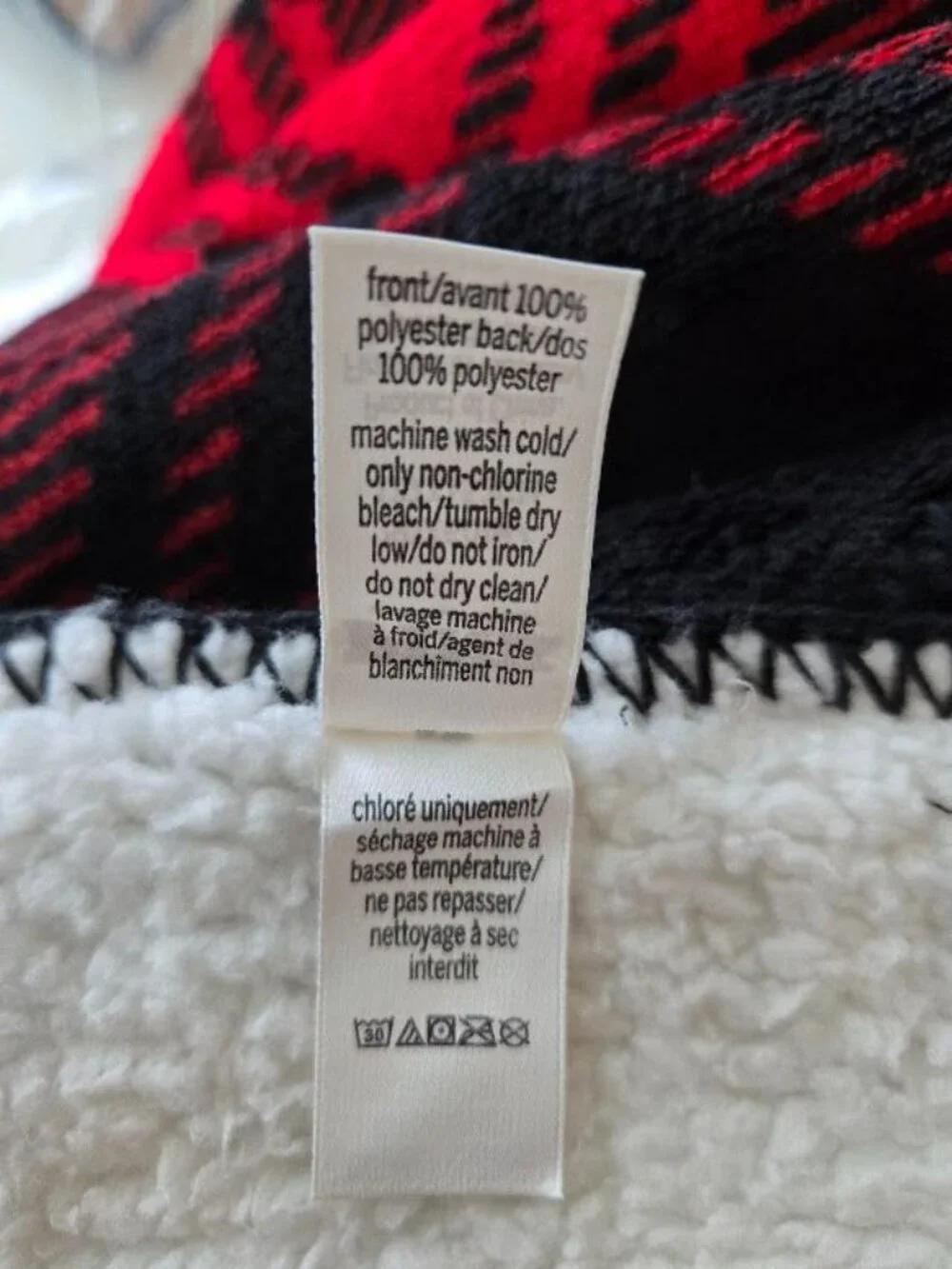 Victoria’s Secret PINK Red Black Plaid Sherpa Throw Blanket 50x60 Cozy Soft